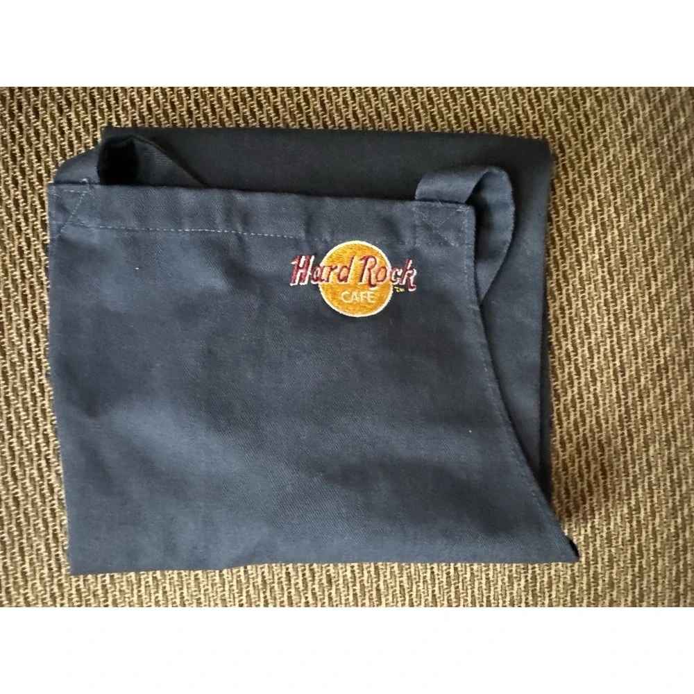 Vintage 80s 90s Hard Rock Cafe Embroidered Black Chef Apron Uniform